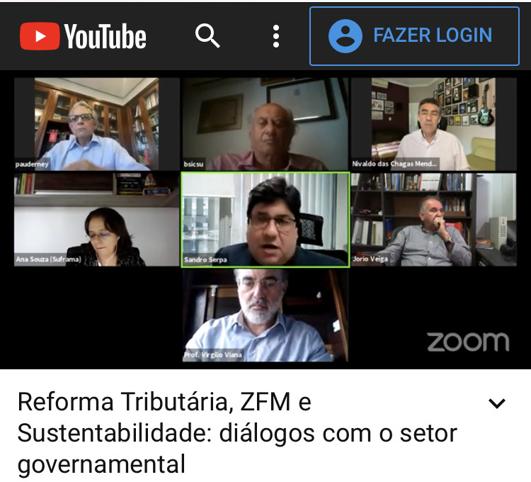 Webinar realizado pela Fundação Amazônia Sustentável (FAS) para discussões sobre Zona Franca de Manaus, sustentabilidade e Reforma Tributária.
