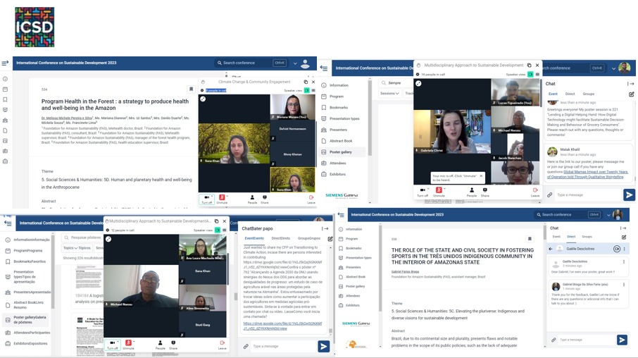 Prints de eventos em que a Fundação Amazônia Sustentável (FAS) marcou participação.