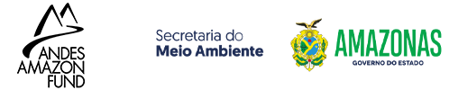Logos da Andes Amazon Fund e Secretaria do Meio Ambiente do Amazonas.